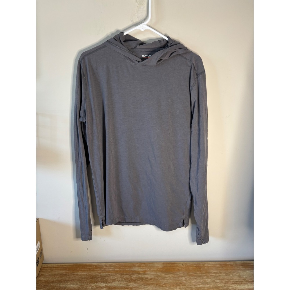 BONOBOS GOODSPORT Slim Fit Long Sleeve Hoodie T-Shirt Mens M Gray Pima Cottoon